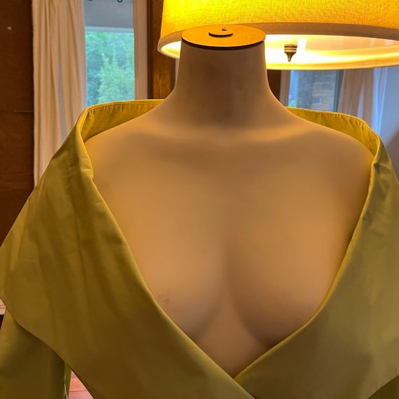 Renato Mucci Green Silk Cocktail Jacket S 42 V Neck and Wide Collar - Picture 4 of 14